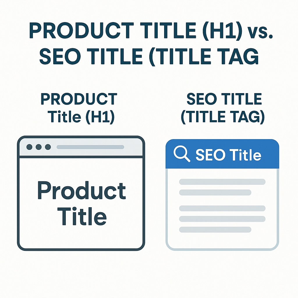 3. Заглавие на продукта (H1) и SEO заглавие (title tag)